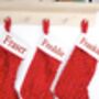 Personalised Christmas Stocking In Plush Red Or Grey, thumbnail 5 of 11