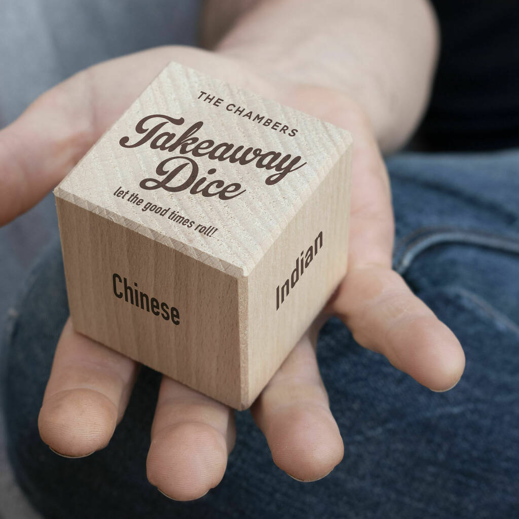 Personalised Wooden Take Away Night Dice, 1 of 3