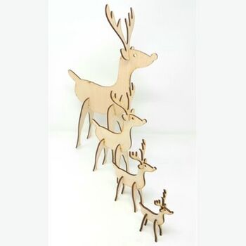 Plywood Christmas Table Decoration Slotted Reindeer Set, 2 of 4