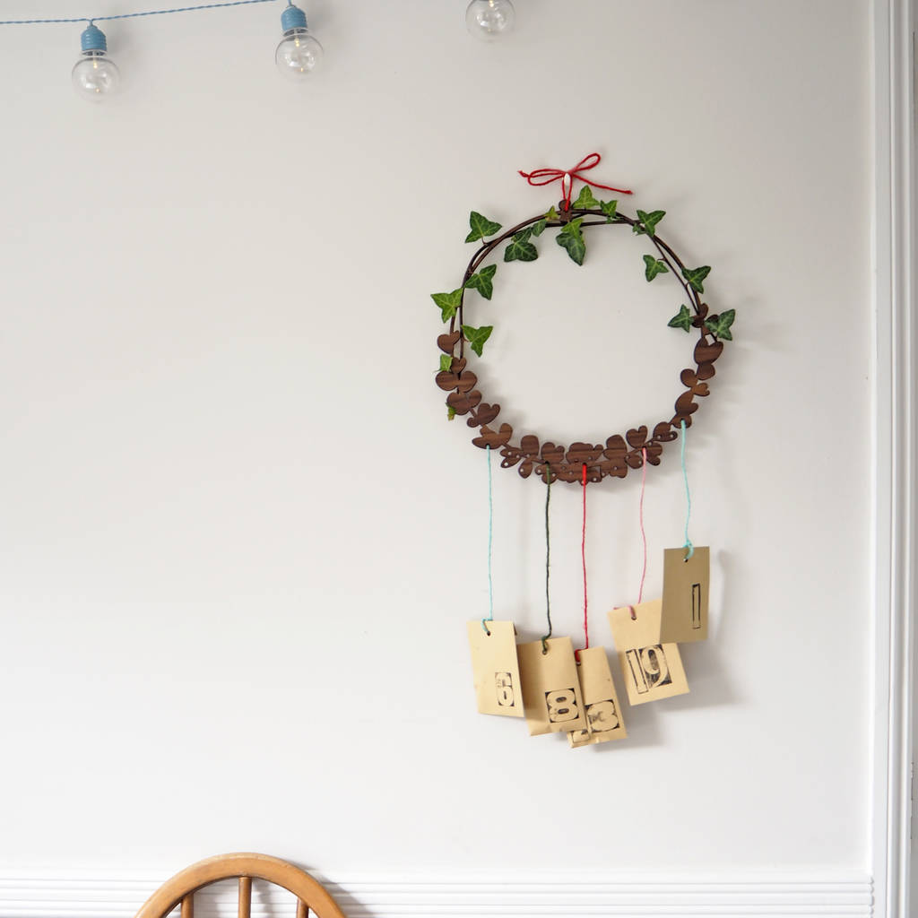 Wooden Wreath Advent Calendar By Wood Paper Scissors