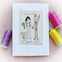 Wedding Card, Personalised, Embroidered, thumbnail 1 of 12