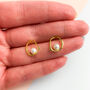 Sterling Silver Pearl Circle Drop Stud Earrings, thumbnail 4 of 5