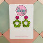 Flower Glitter Resin Earrings 60's Mary Quant Style, thumbnail 1 of 8