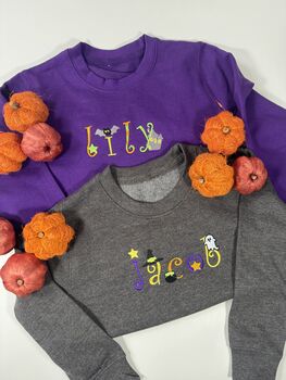 Kids Halloween Personalised Embroidered Sweatshirt, 2 of 6