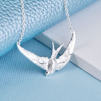 Personalised Sterling Silver Swallow Necklace, 2 of 9
