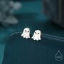 Sterling Silver Super Cute Little Ghost Stud Earrings, thumbnail 1 of 12