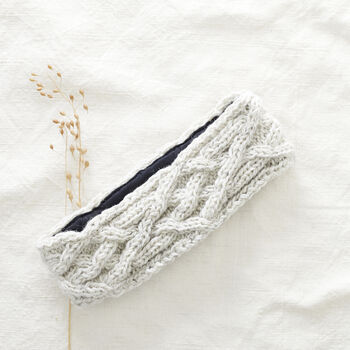 Fair Trade Cable Knit Wool Lined Earwarmer Headband, 9 of 12