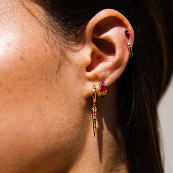 Gold Plated Rainbow Spike Charm Hoop Earrings, 4 of 4
