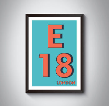 E18 Woodford London Typography Postcode Print, 3 of 10