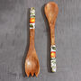 G Decor Wooden Salad Serving Spoons With Orange Print, thumbnail 2 of 6