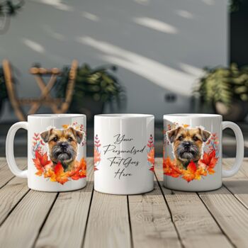 Personalised Dog Mug Border Terrier In An Autumn Wreath, 2 of 2