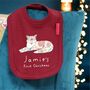 Personalised Nordic Snow Cat First Christmas Bib, thumbnail 4 of 7