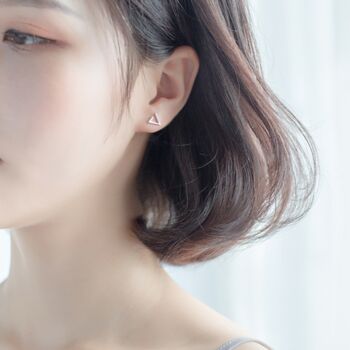 Sterling Silver Triangle Stud Earrings, 2 of 6