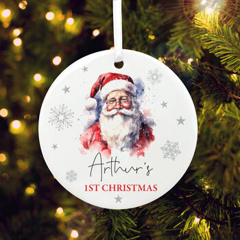 Traditional Santa Any Message Ceramic Disc Hanging Decoration Bauble + Gift Box, 7 of 7