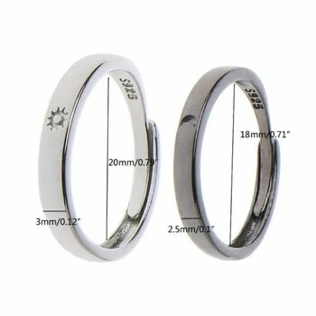 Adjustable Matching Couple Moon And Sun Promise Rings, 5 of 6