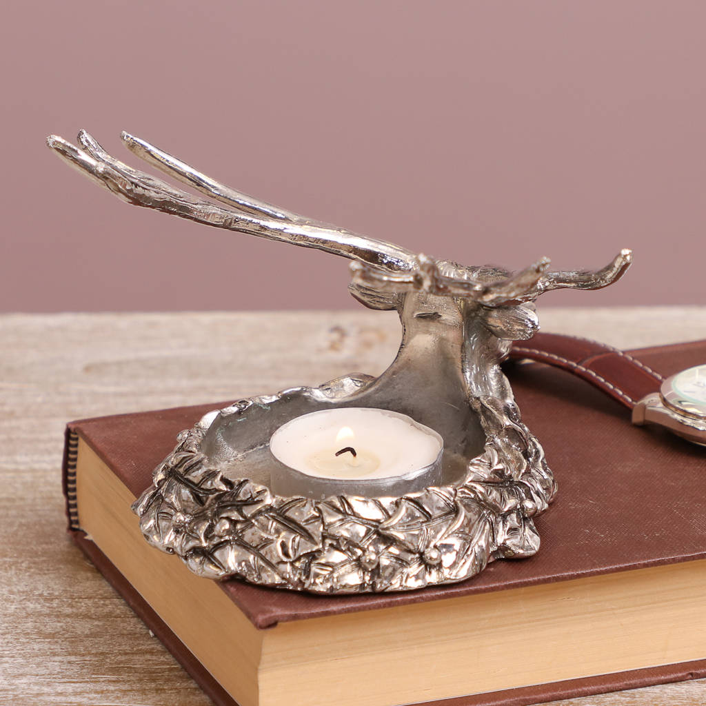 Stag Head Textured Tealight Candle Holder By Dibor Notonthehighstreet Com   Original Stag Head Textured Tealight Candle Holder 