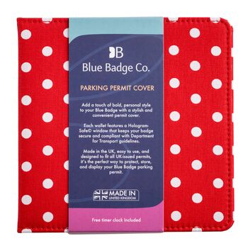 Blue Badge Parking Permit Wallet In Spotty Red, 6 of 7