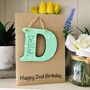 Personalised 2nd Birthday Card Wooden Letter Name, thumbnail 4 of 6