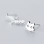 Sterling Silver Cat And Fish Bone Dangle Stud Earrings, thumbnail 3 of 5