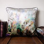 Midnight Botanica Luxury Floral Velvet Cushion In Pearl, thumbnail 1 of 4