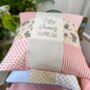 Personalised Pink And Grey Bunny Name Cushion, thumbnail 6 of 8