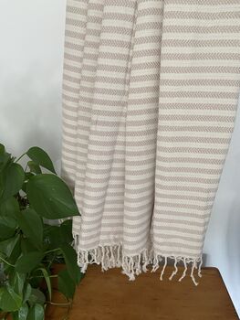 Cream Striped Design Cotton Bedspread, 8 of 8