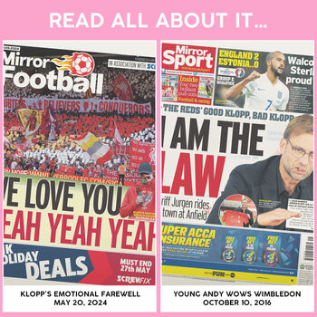 Jürgen Klopp Liverpool Years Personalised Football Gift Newspaper History Book, 5 of 12