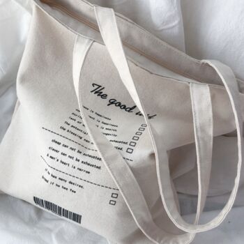 White Canvas Shopping Bag, 'The Good List' School Tote Bag, 2 of 7