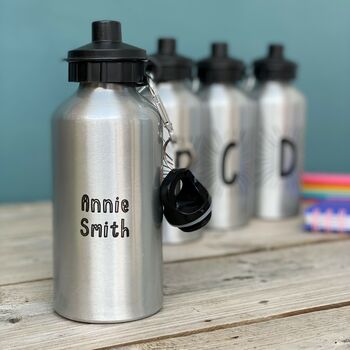 Silver And Black Initial Water Bottle, 2 of 4