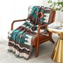 Mexican Blanket Furniture Throw In Green, Orange And Cream, thumbnail 5 of 8