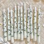 Hand Painted White Anemone Taper Candles, thumbnail 1 of 12