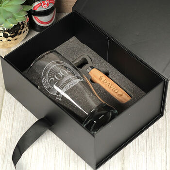 Personalised Happy Birthday Year Pint Glass And Gift Set, 3 of 5