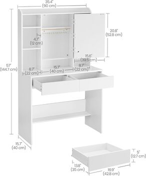 Dressing Table Modern Vanity Desk With LED Lights, 11 of 12