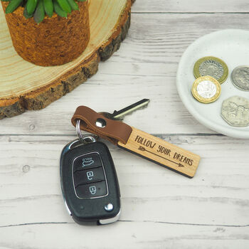 Engraved Wooden 'Follow Your Heart / Dreams' Keyring, 5 of 7