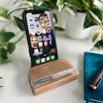 Personalised Beech Wood Phone Stand, 10 of 10