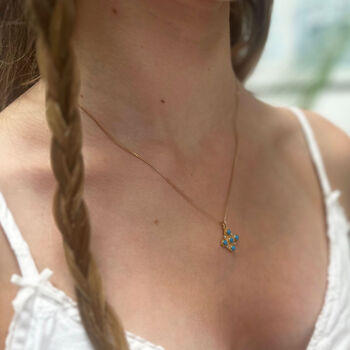 Turquoise And Mini Pearls Pendant Necklace, 2 of 4