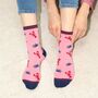 Women's Bamboo Socks Pink Lobster And Crab, thumbnail 1 of 5