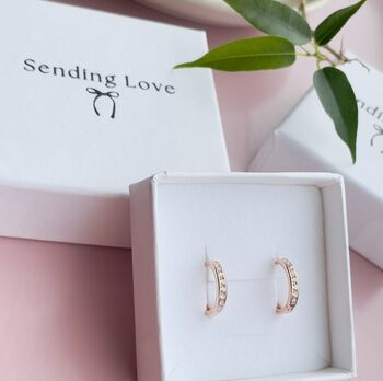 Rose Gold Hoop Earrings With Gemstones, 3 of 8