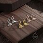Sterling Silver Dinosaur Dangle Hoop Earrings, thumbnail 5 of 12