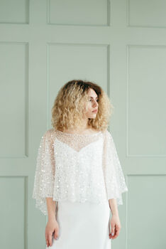 Gold Cape Beaded Wedding Dress Cover Up, 12 of 12