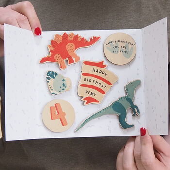 Personalised Dinosaur Magnets Birthday Letterbox Card, 3 of 5