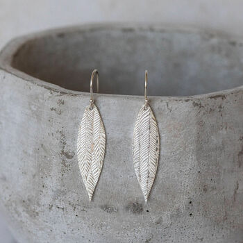Sterling Silver Textured Palm Earrings, 3 of 8