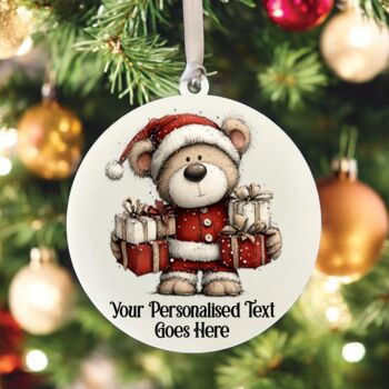 Personalised Christmas Teddy Bear Family Hanging Bauble Decoration, 5 of 10