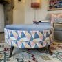 Louis Footstool In Pink Panther And Blue Velvet, thumbnail 3 of 3