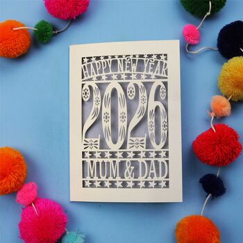 Personalised 2026 Papercut Happy New Year Card, 6 of 8