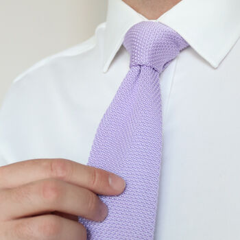 Wedding Handmade Polyester Knitted Tie In Pastel Purple, 3 of 10