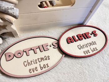 Christmas Eve Box Name Sign Personalised Kid Crate Sign, 3 of 10