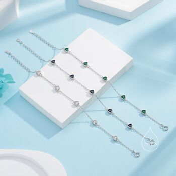Sterling Silver Trillion Cut Cz Bezel Bracelet, 6 of 12