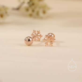 Sterling Silver Snowflake Screw Back Earrings, 5 of 12