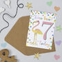 Flamingo 7th Birthday Card, thumbnail 1 of 2